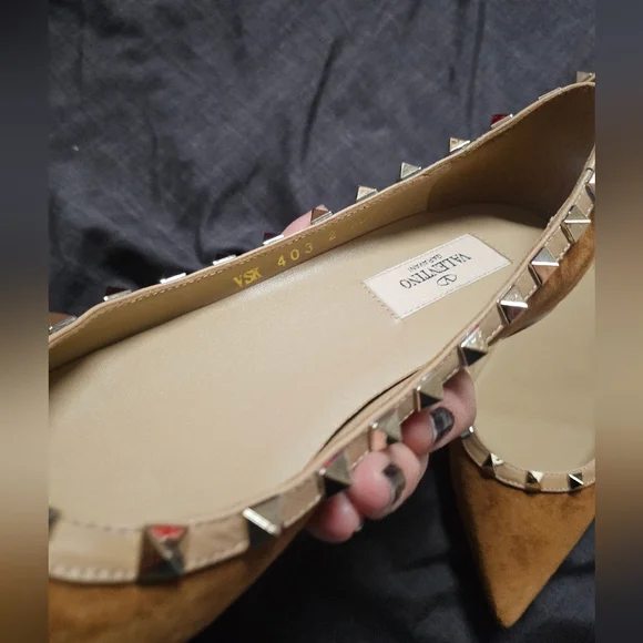 Valentino Women's Tan Studded Flats - Picture 3 of 12